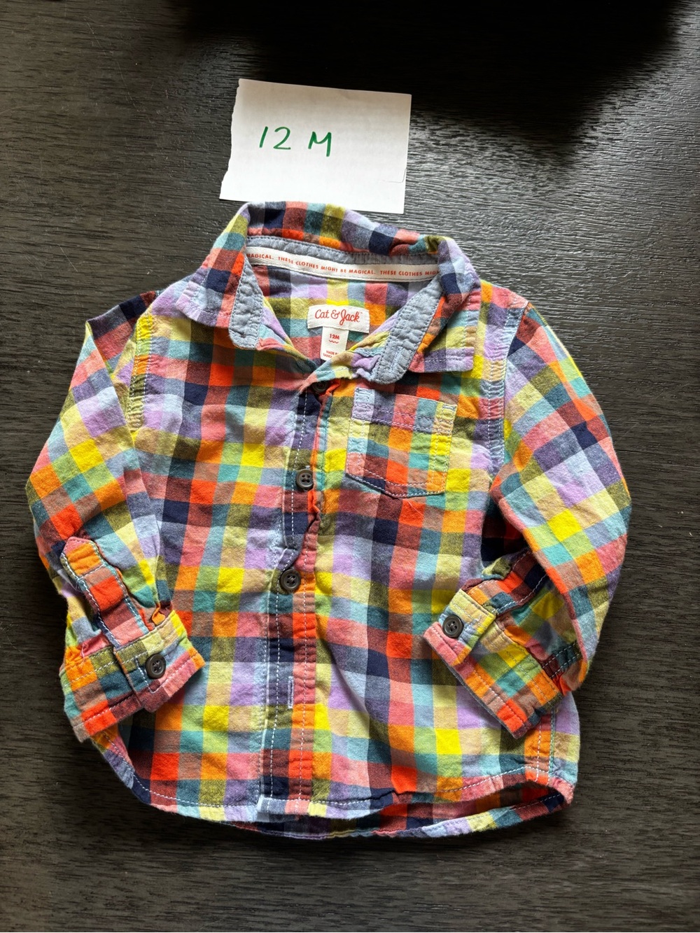 Cat & Jack Multicolor Plaid Baby Button-Up Shirt - 12M